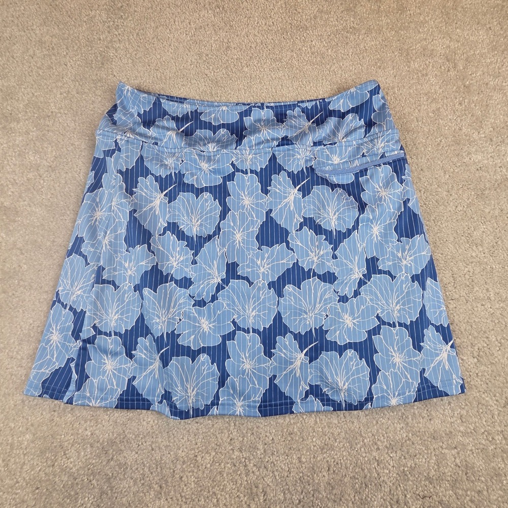 Golftini Blue Skies Floral Pinstripe Skort Blue White Size M Activewear